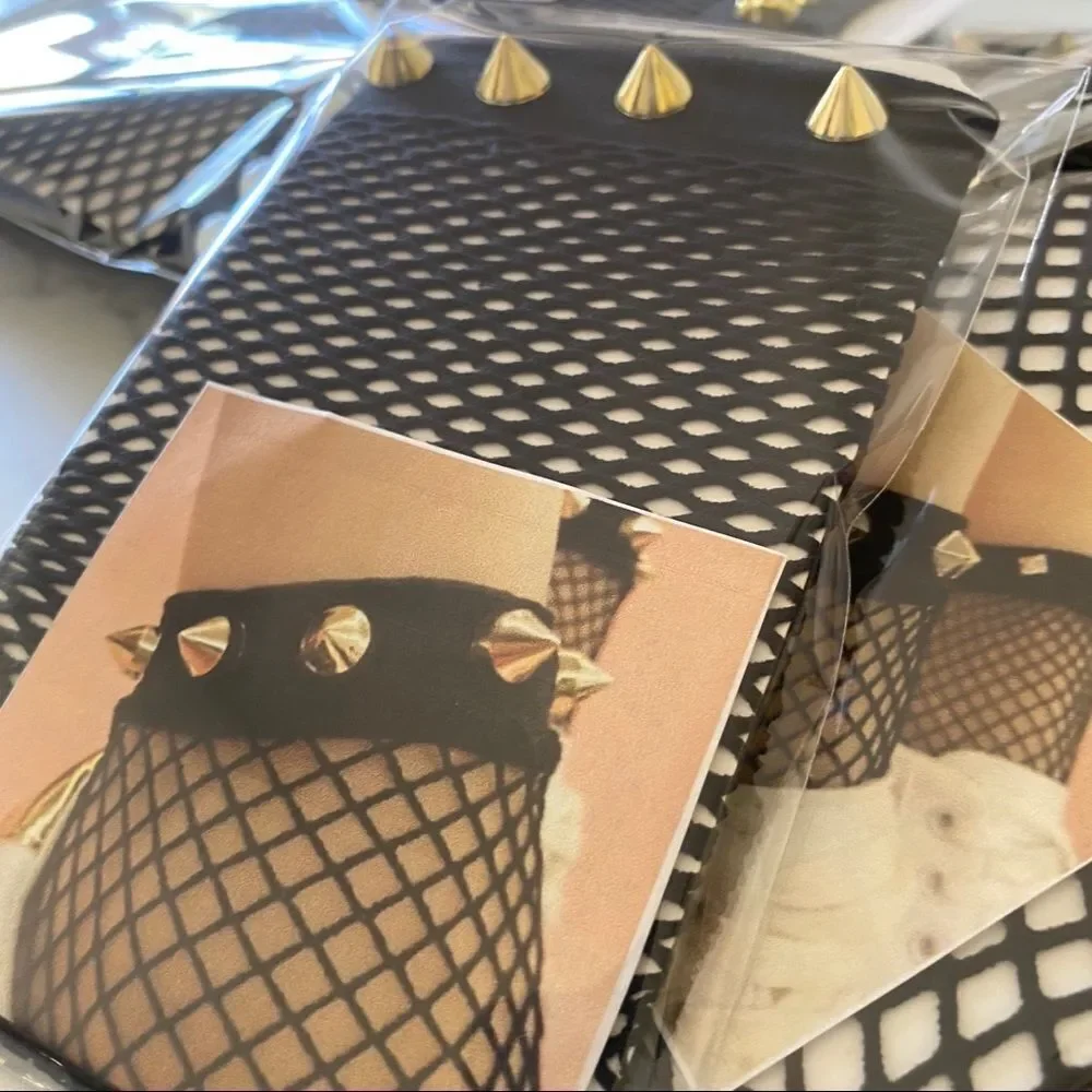 Fishnet Socks with GOLD STUDS OS